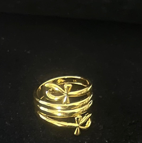 Double Ankh Gold Plated Ring