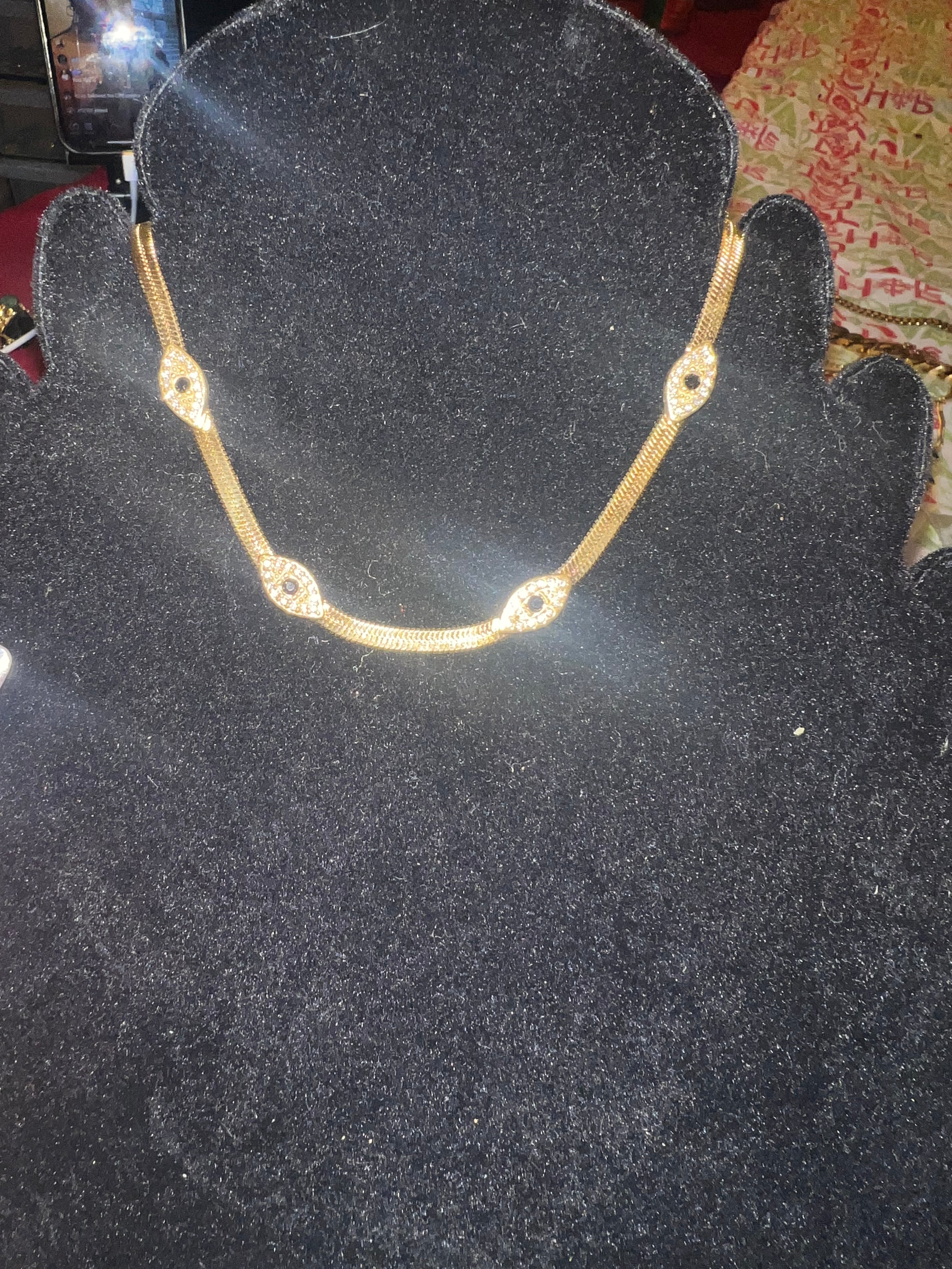 Evil Eye Herringbone Necklace