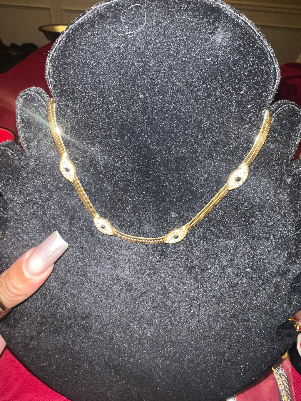 Evil Eye Herringbone Necklace
