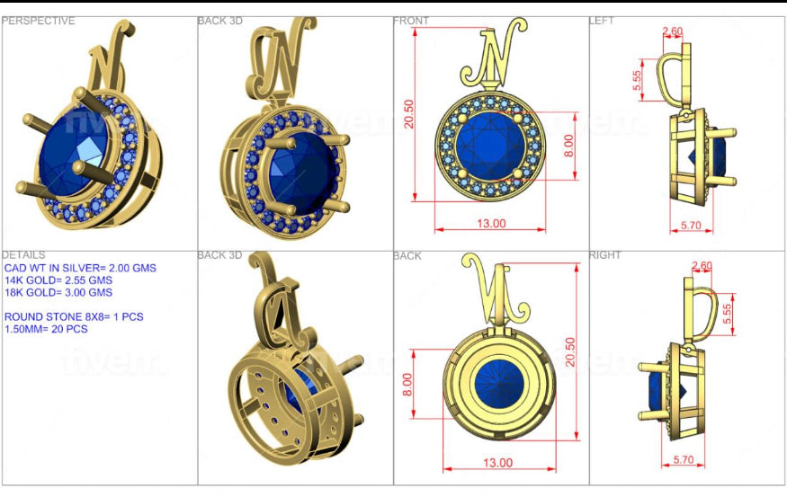 Custom Sapphire Pendant