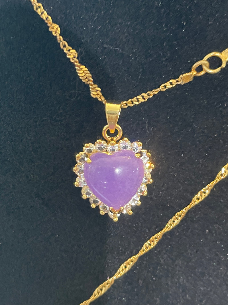 Purple Jade Heart Pendant