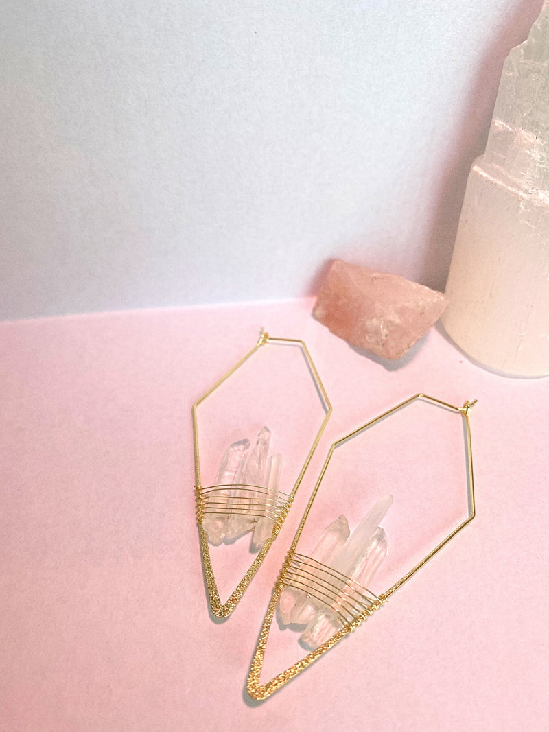 Geometric Quartz Hoop Earrings