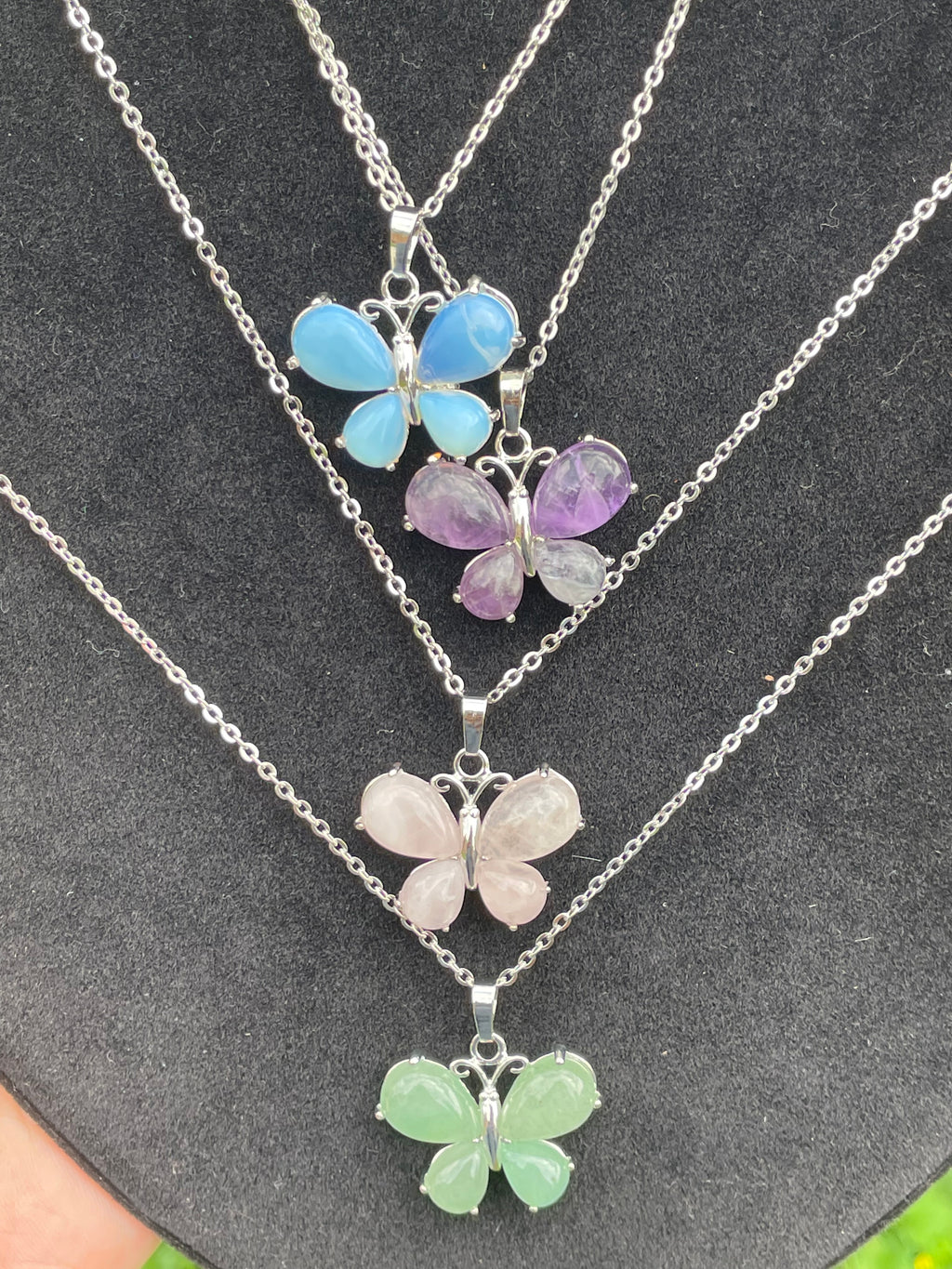 Silver Crystal Butterfly with Chain