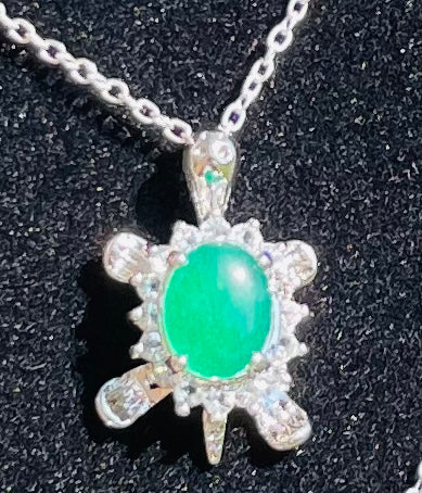 Silver Jade Turtle with chain