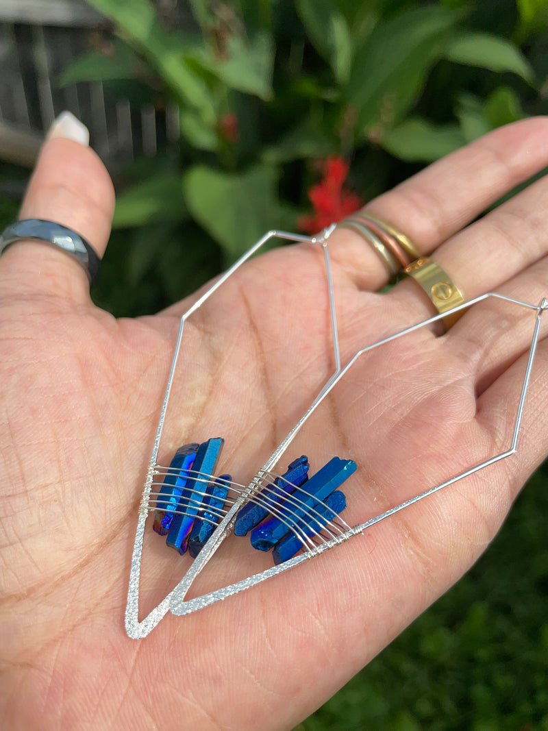 Geometric Quartz Hoop Earrings