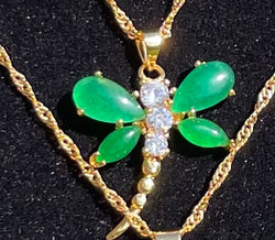 GOLD Jade Dragon Fly with Chain